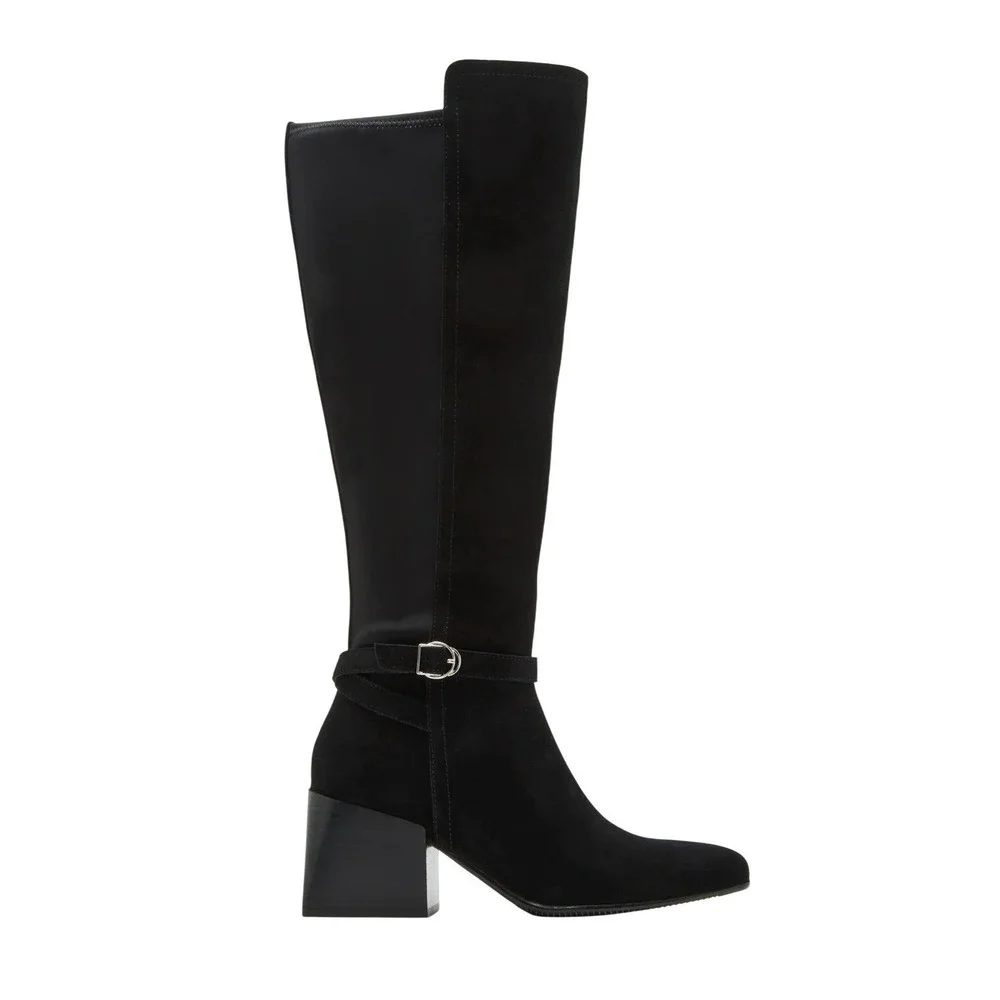 Blondo Twyla Black Suede Waterproof Tall Boots Block Heel‎ Womens 8M New